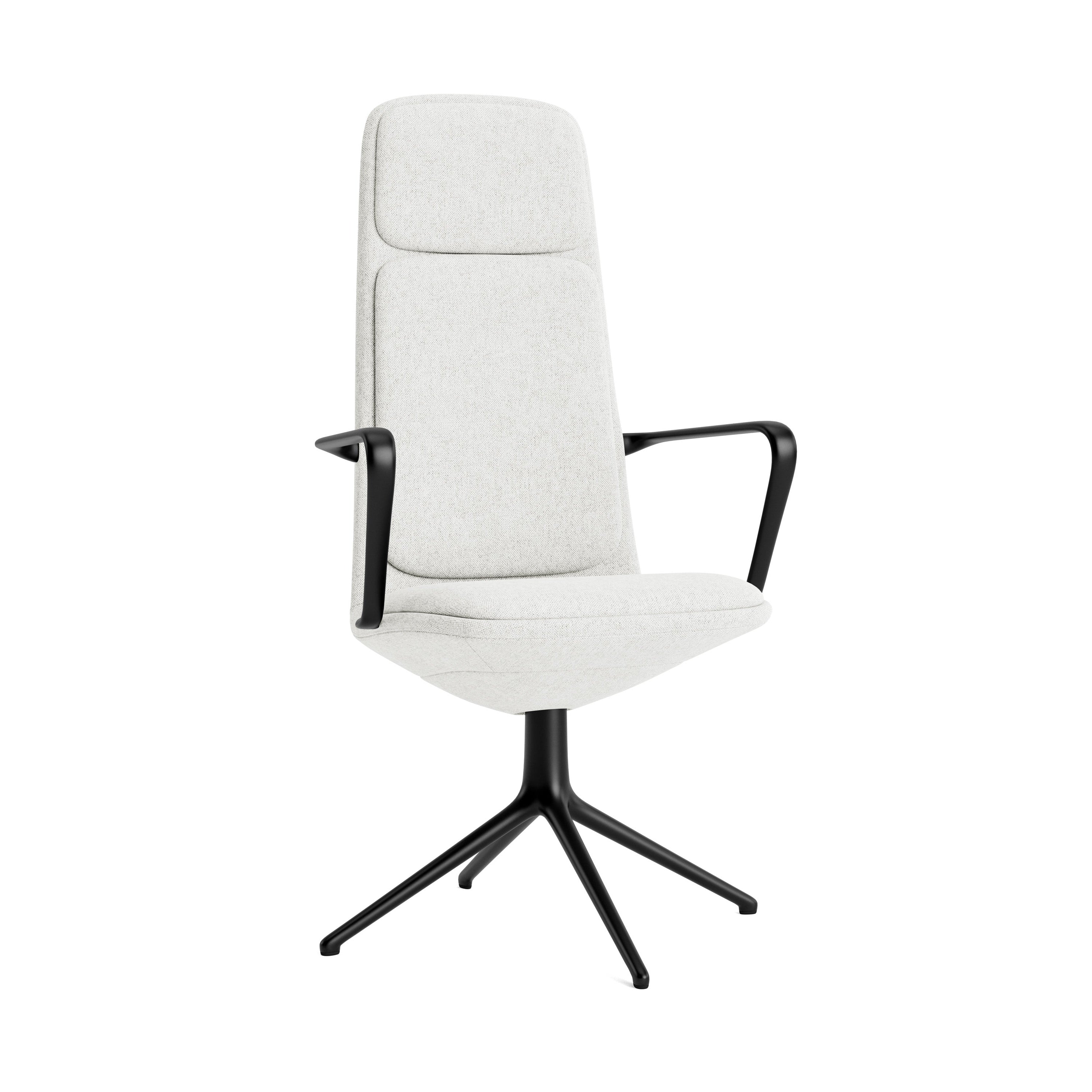 Upholstered office chair with off High 4L armrests with a black base