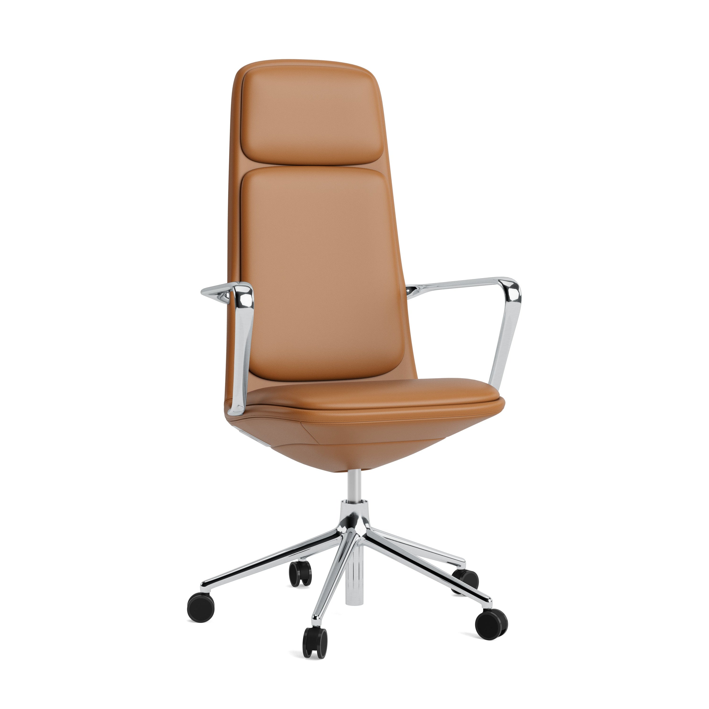 Upholstered office chair with off High 5W armrests with an aluminum base