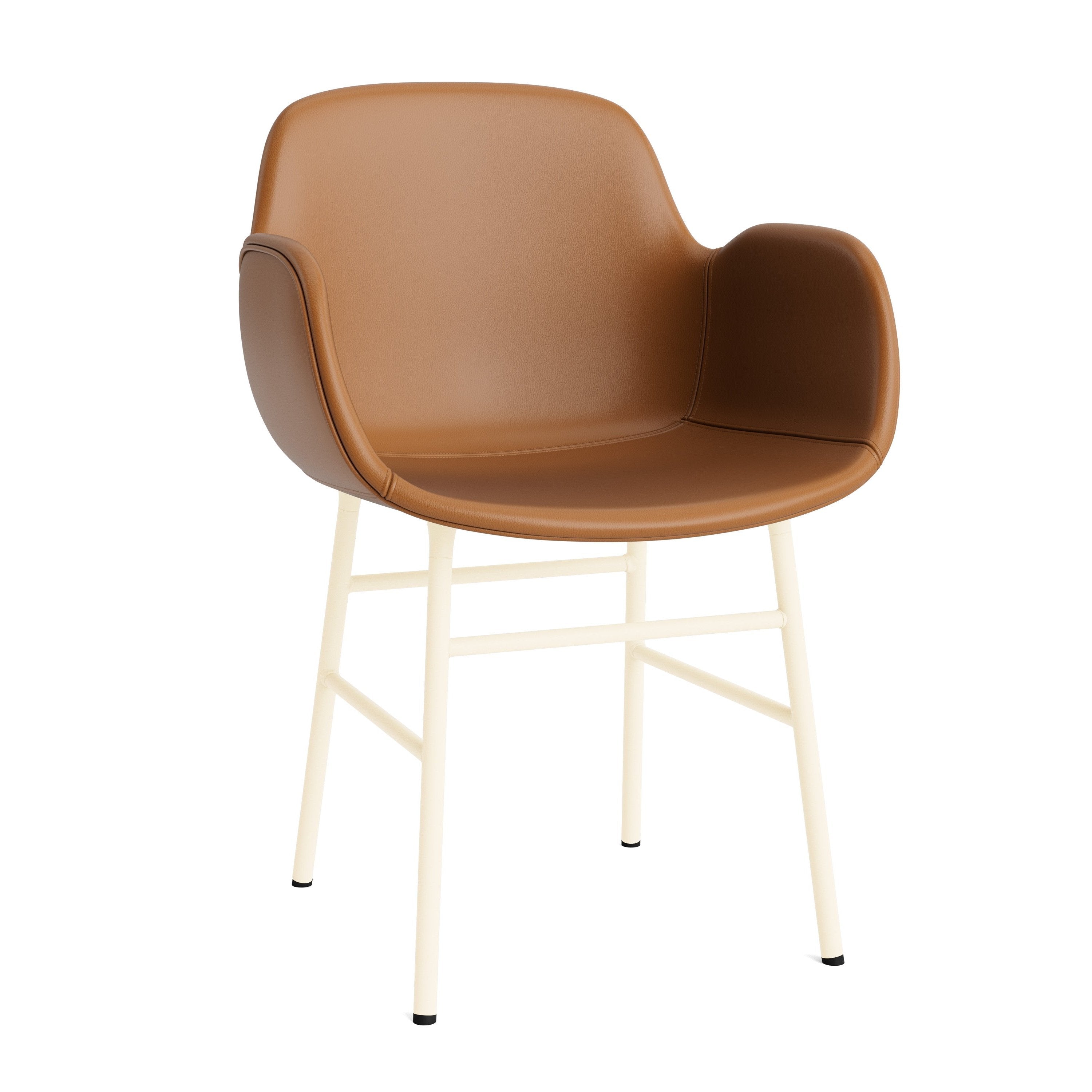 Upholstered chair with armrests of forms with a cream base