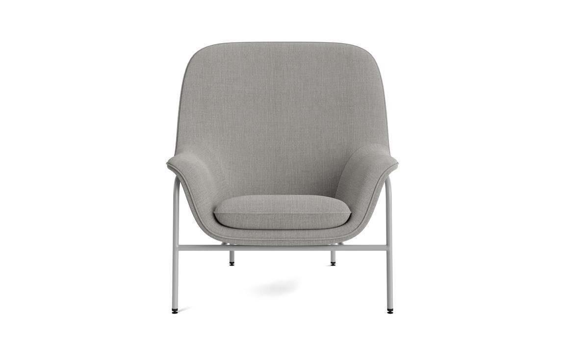Drape High armchair with a gray metal base