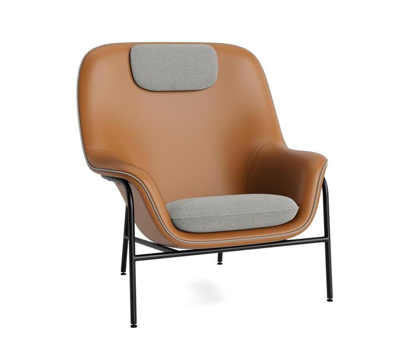 Fotel DRAPE HIGH W. HEADREST z czarną metalową podstawą