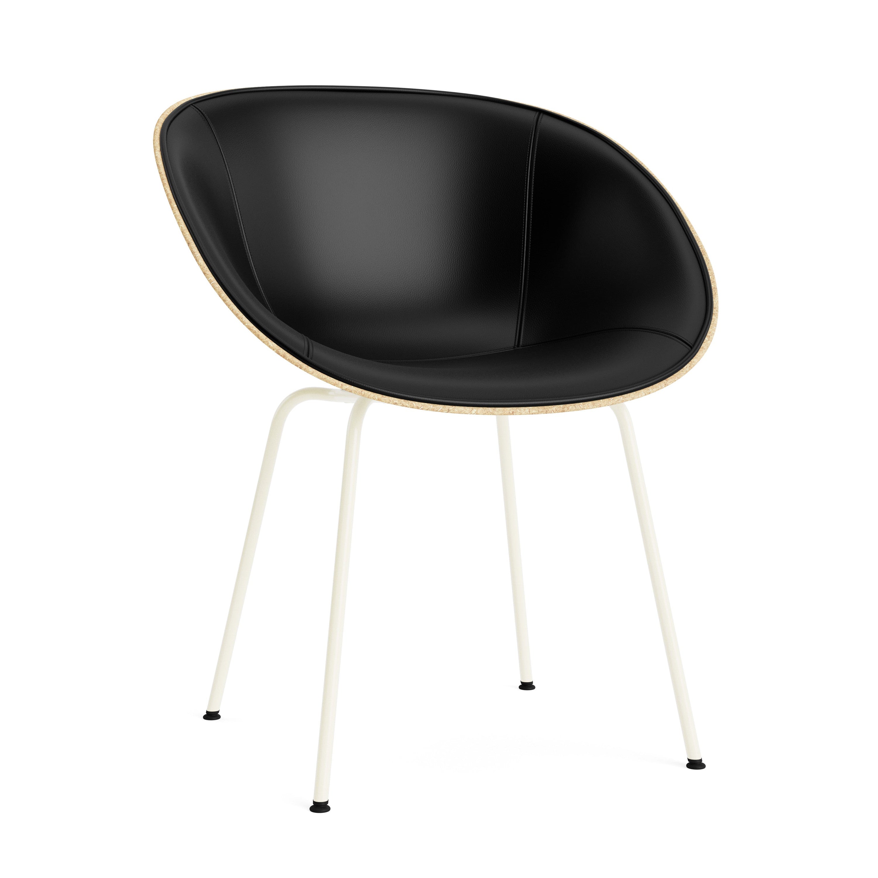 Armchair beige upholstered chair with a cream base