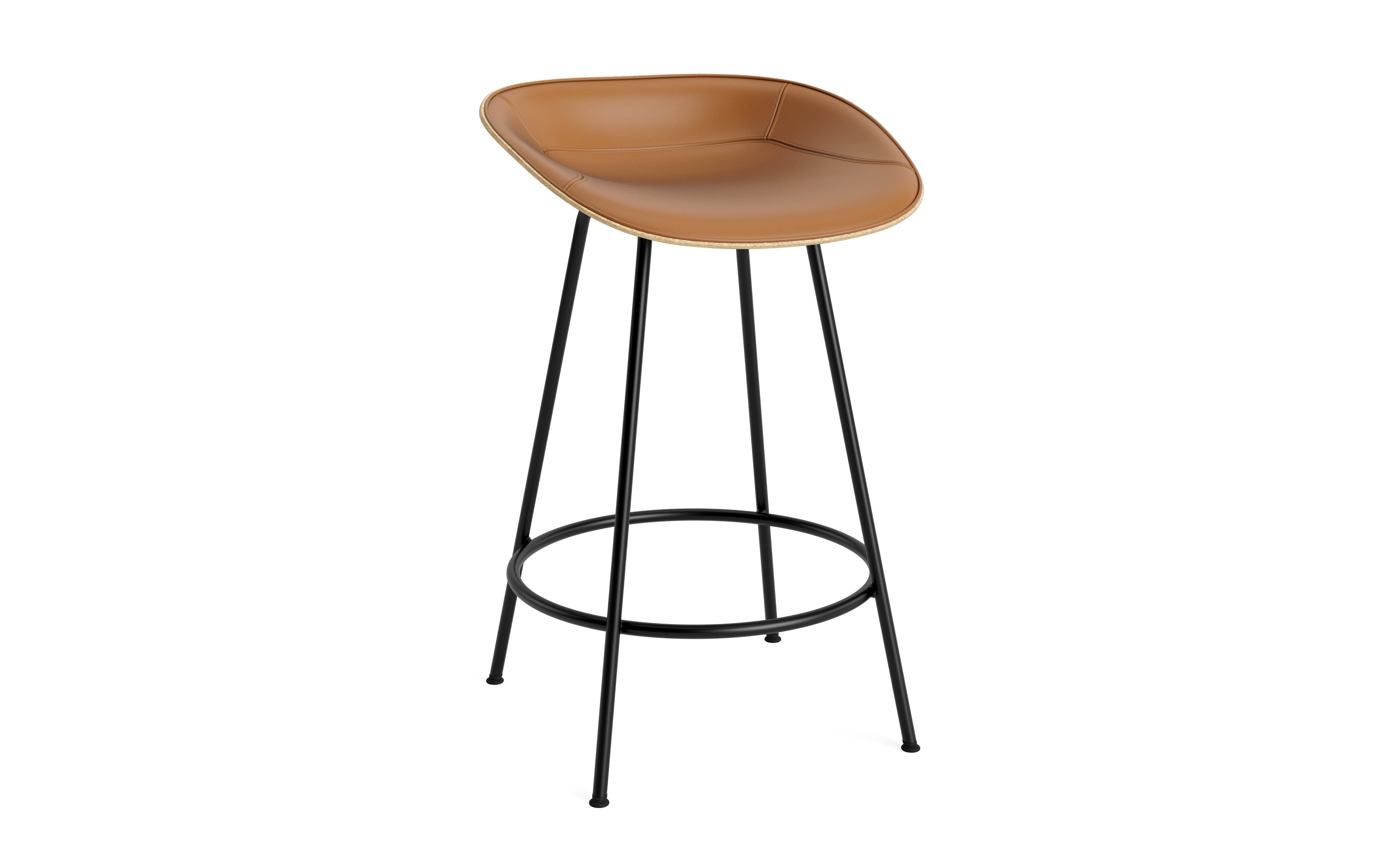 Upholstered beige matrix chair with a black base