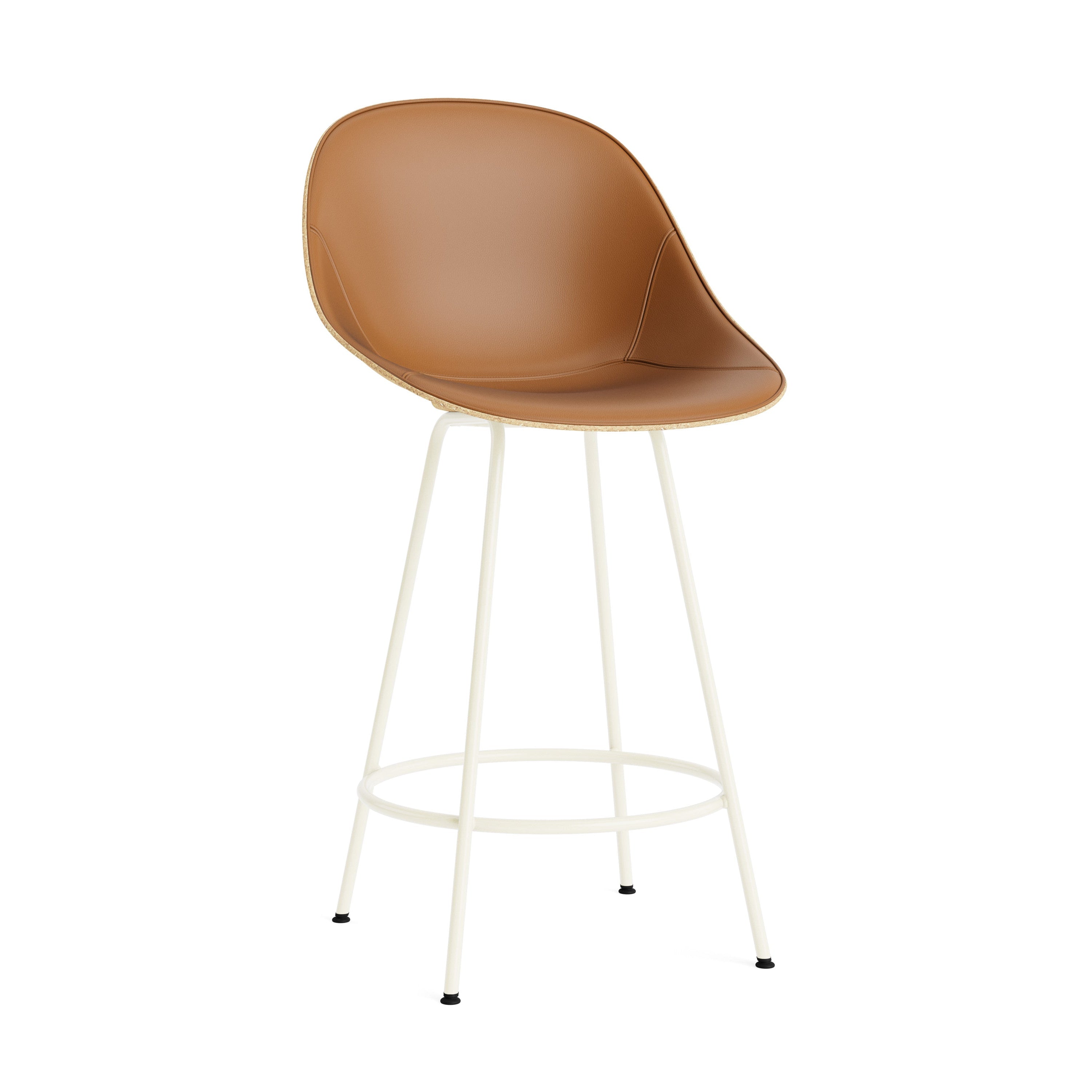 Bar chair upholstered with a backrest of beige mat with a cream base