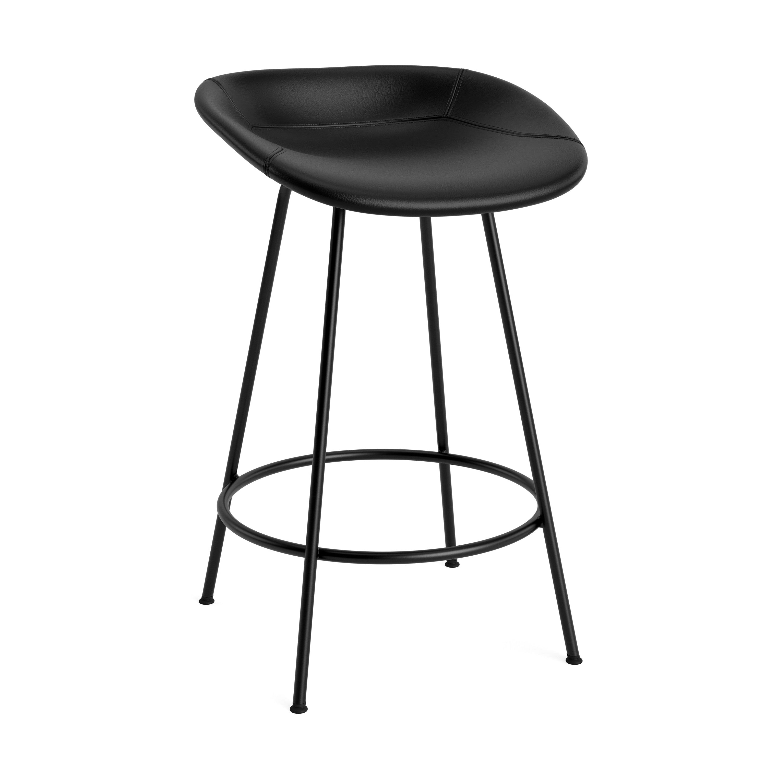 Upholsmotized bar chair with a black base