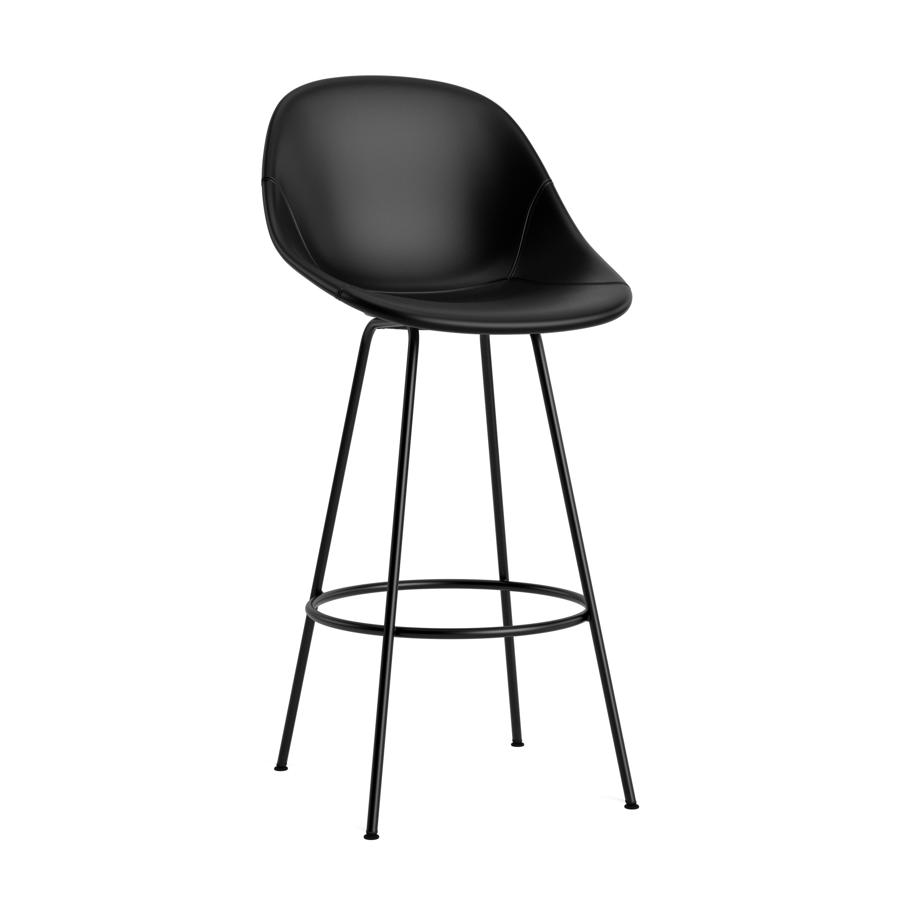 Upholstered bar chair with a black base with a black base
