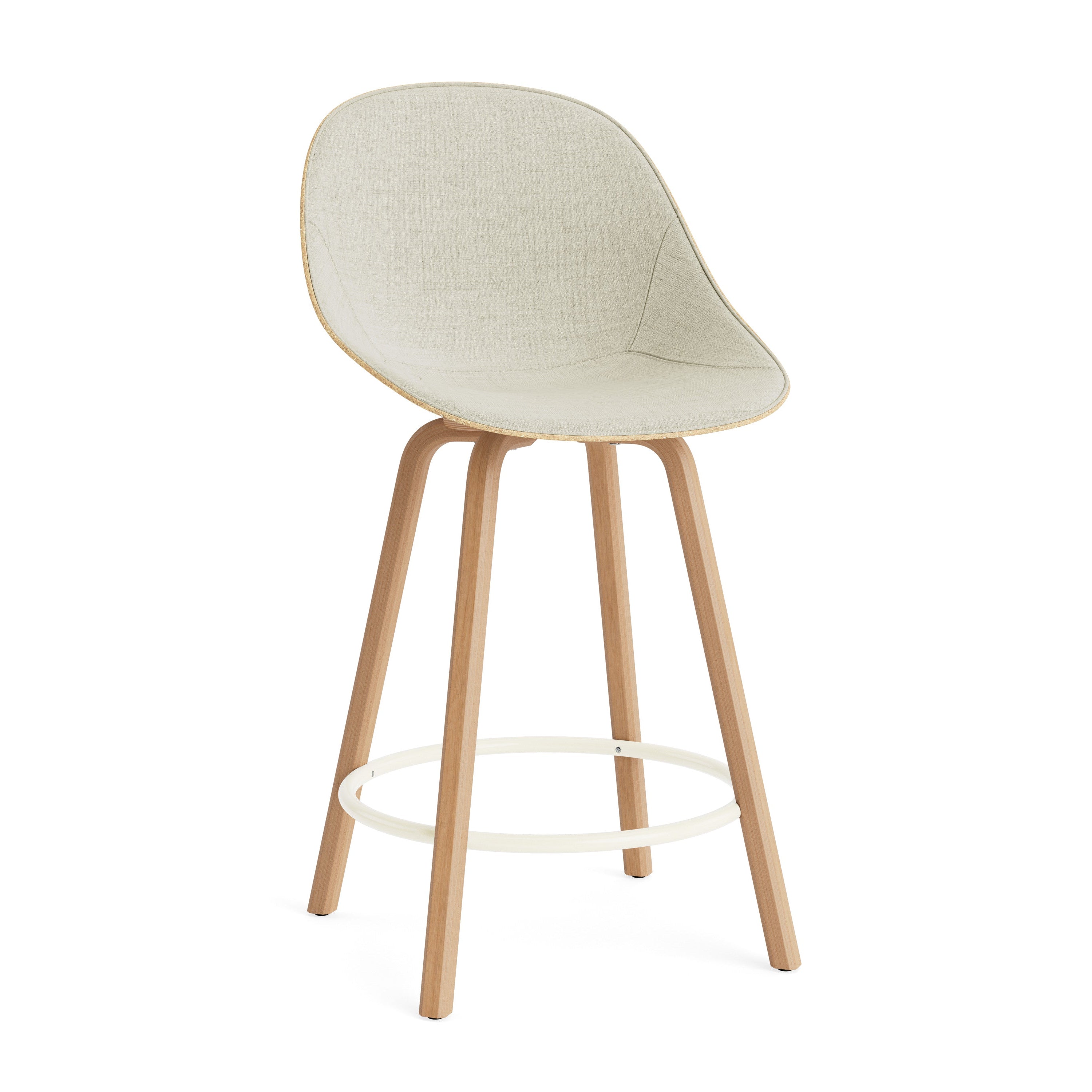 Bar chair with backwards upholstered beige mat with beech plywood