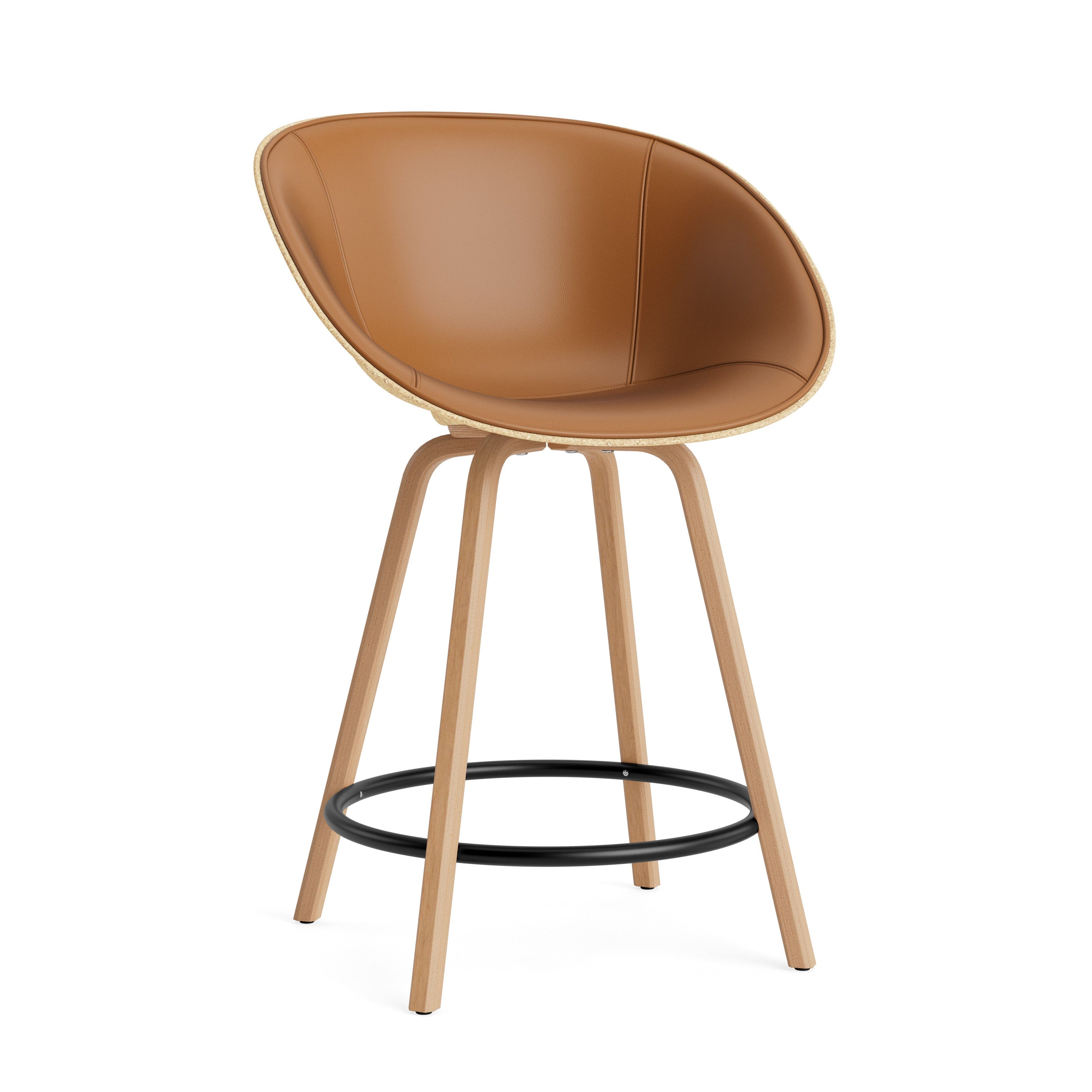 Armchair beige upholstered bar chair with beech base