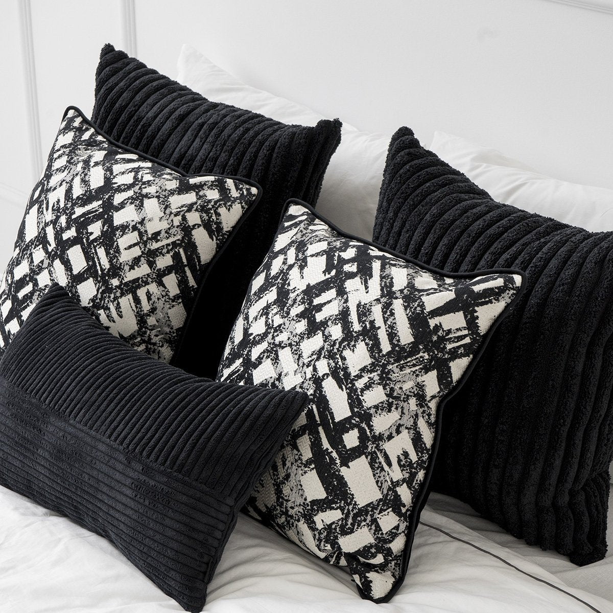 Cord black decorative pillow