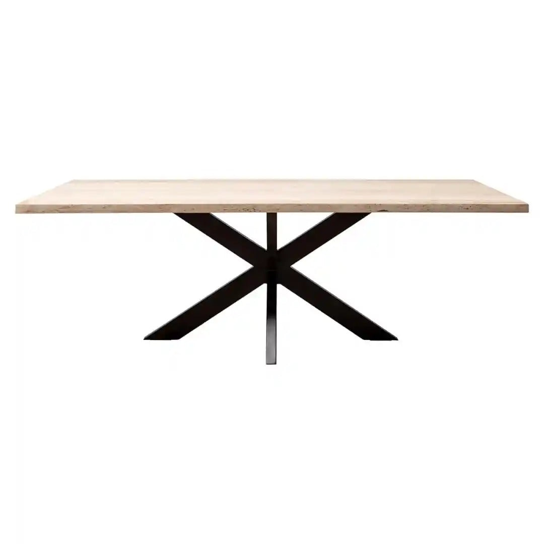 AVALON rectangular table travertine with a brown base