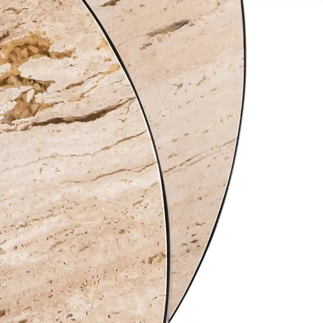 AVALON coffee table travertine with a brown base