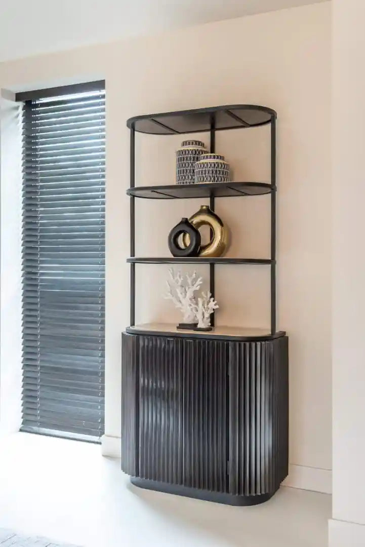 Regal HAMPTON schwarz mit Travertinplatte