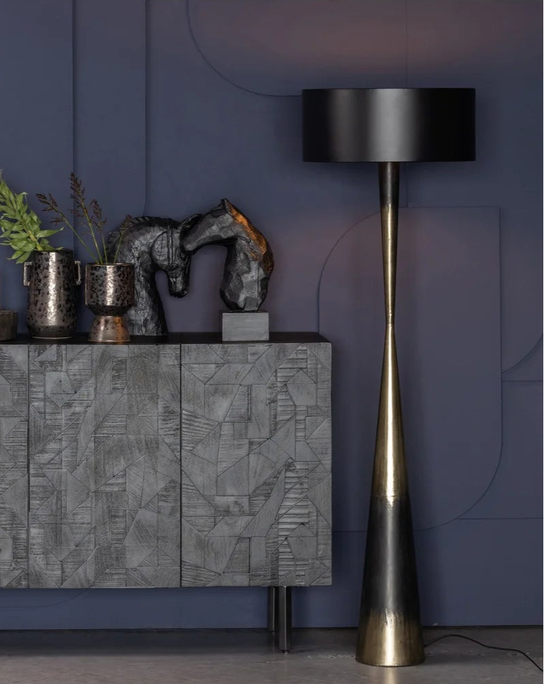 Lampa podłogowa BLACKOUT czarny ze złotym