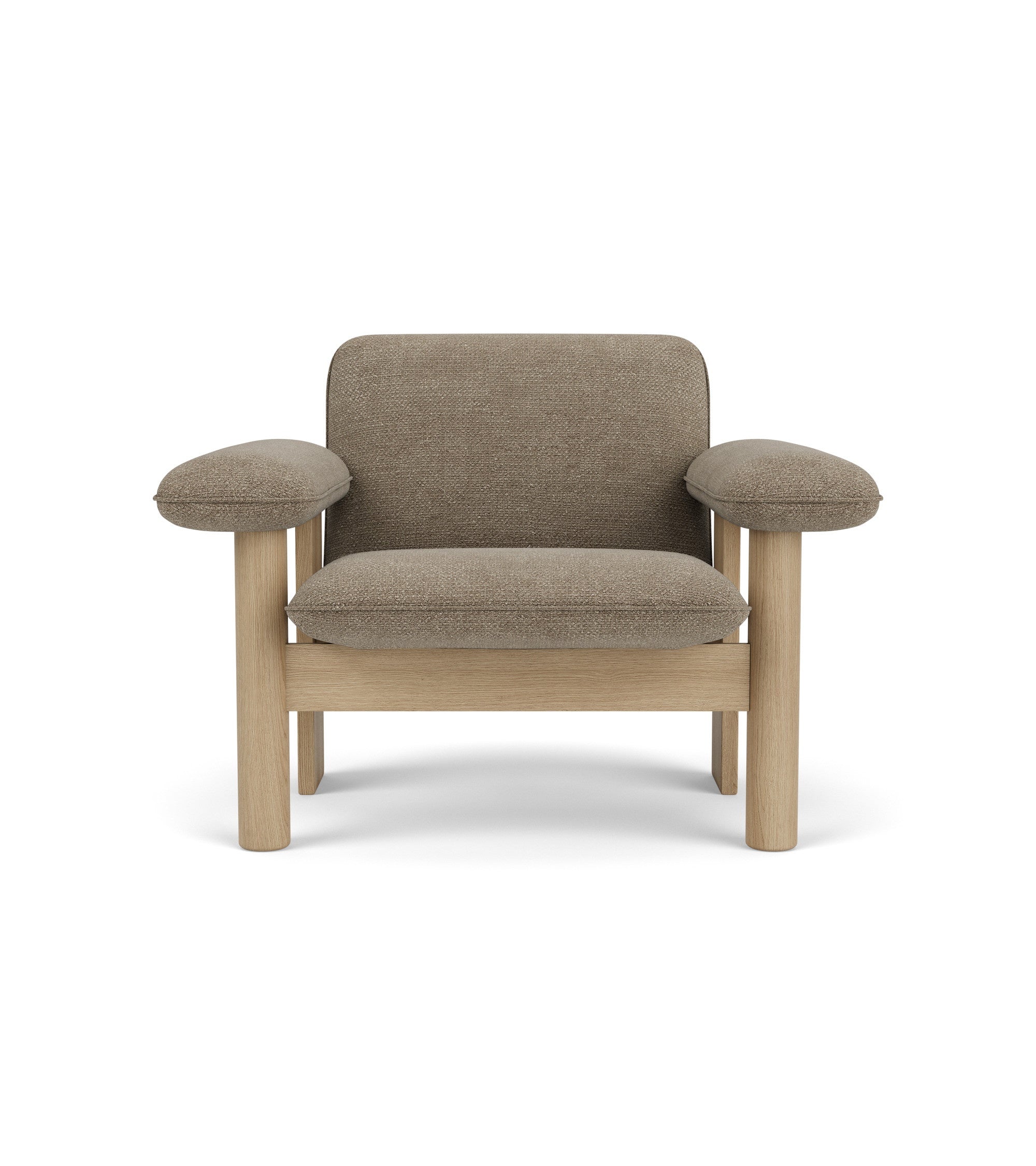 BRASILIA upholstered armchair with oak base