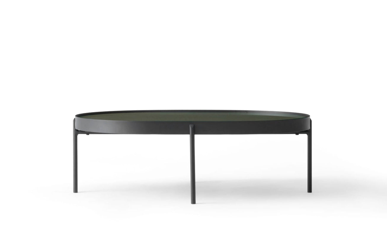 NONO coffee table beige glass with black base