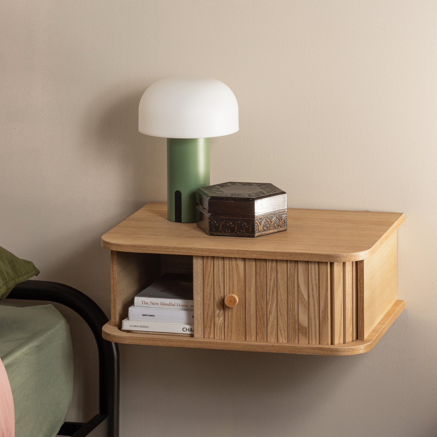 Jena Hanging Nightstand Left/Right Wood Natural