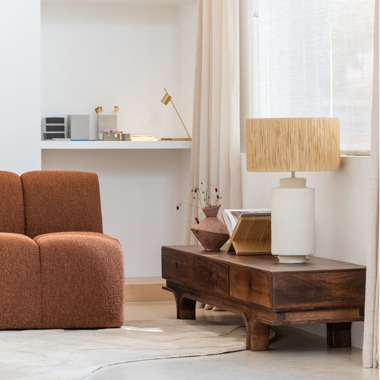 Sofa modułowa MOJO - element 1-osobowy brązowy bouclé