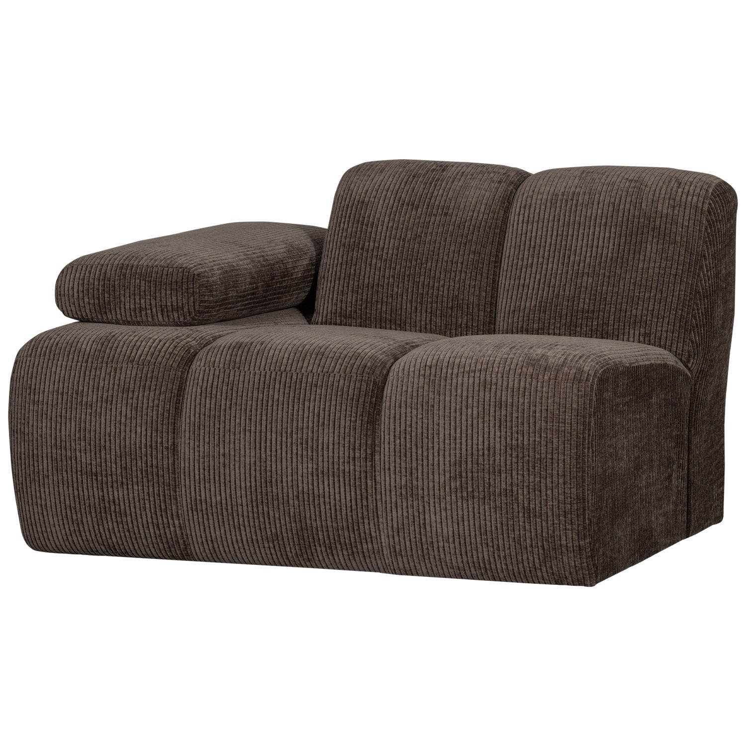 Sofa modułowa MOJO - element lewostronny ciemnobrązowy sztruks