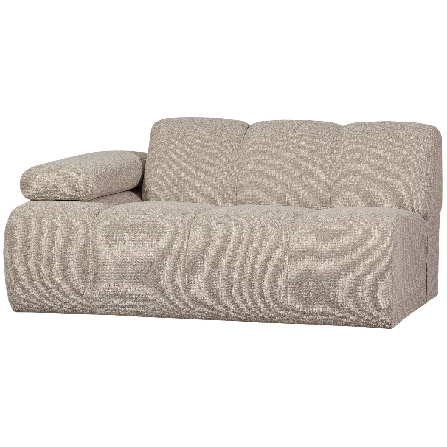 Sofa modułowa MOJO - element 1,5-osobowy lewostronny beżowy melanż bouclé