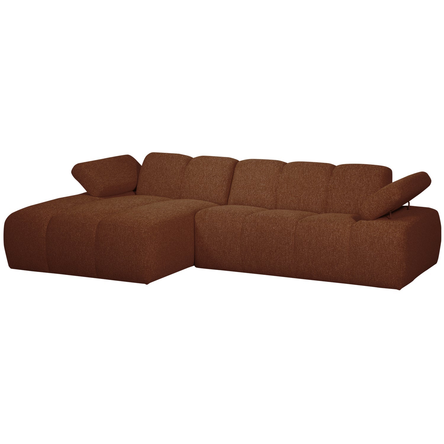 Modularer, linksseitiger Ecksofa MOJO in braunem Bouclé
