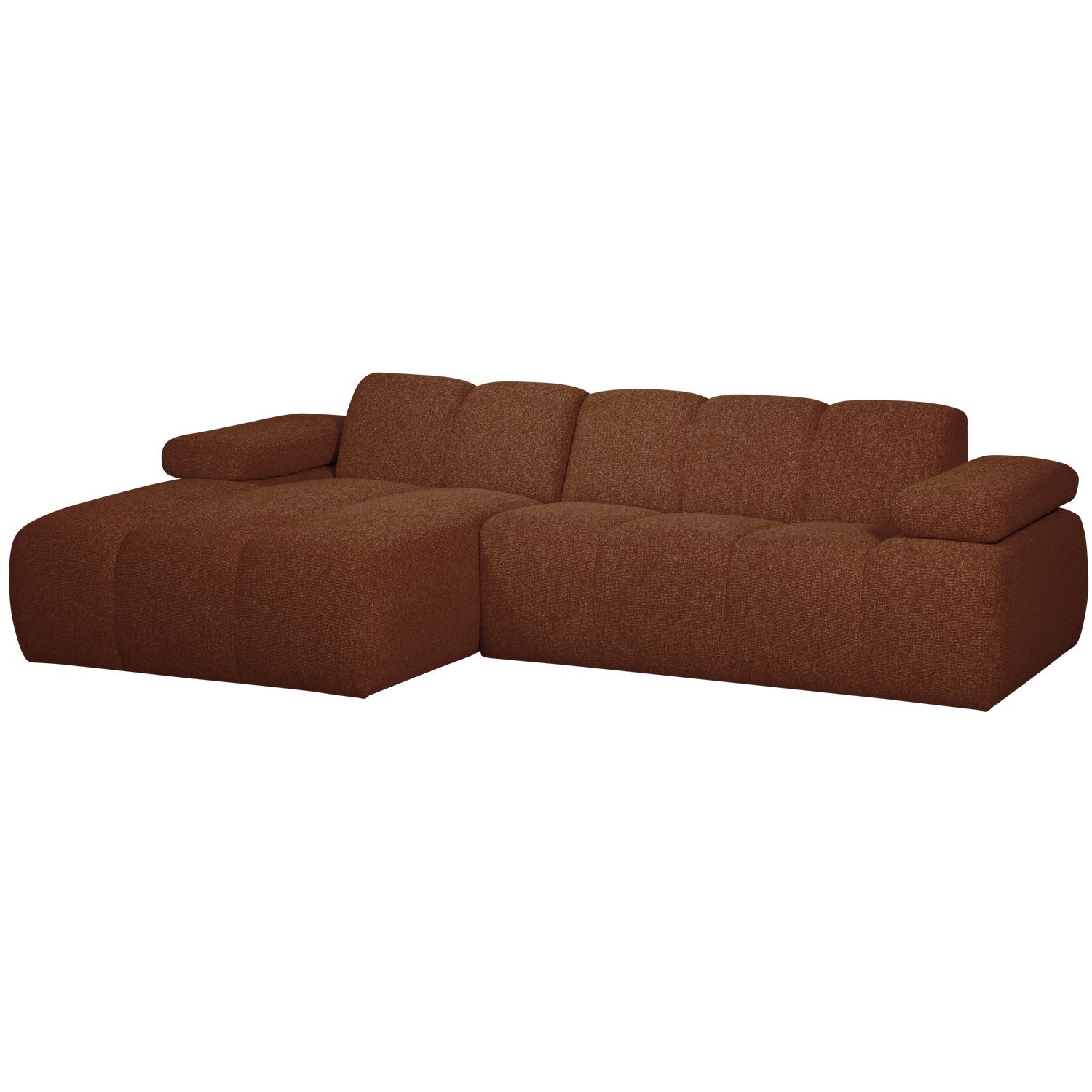 Modularer, linksseitiger Ecksofa MOJO in braunem Bouclé