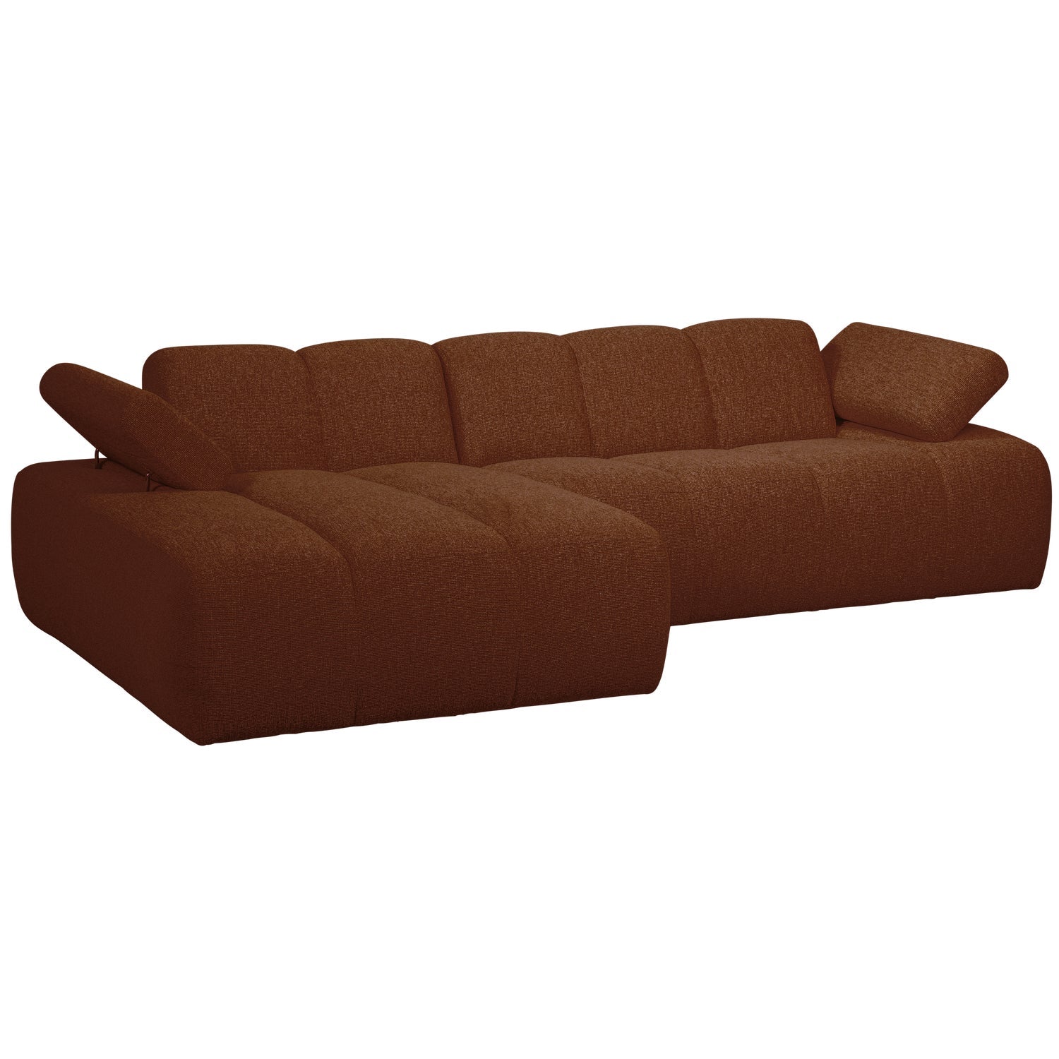 Modularer, linksseitiger Ecksofa MOJO in braunem Bouclé