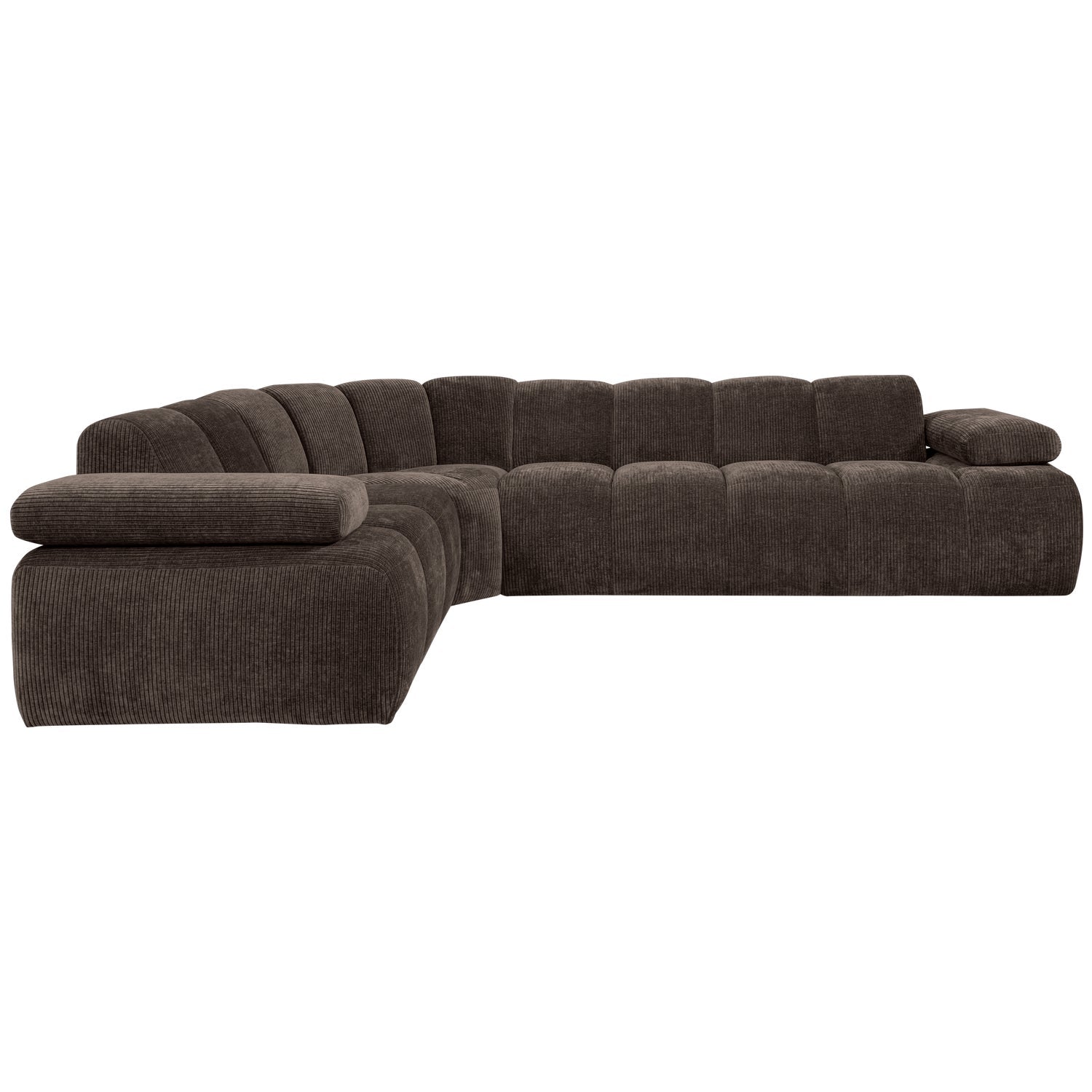 Mojo Corner Sofa Left Woven Rib Fabric Brown