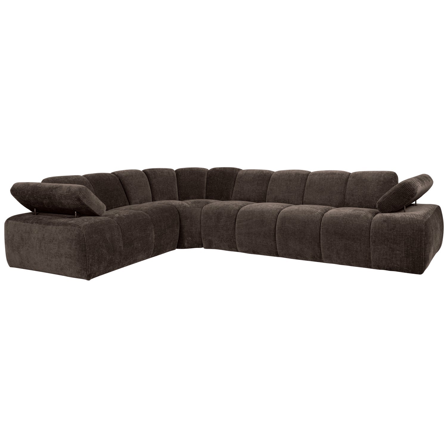 Mojo Corner Sofa Left Woven Rib Fabric Brown