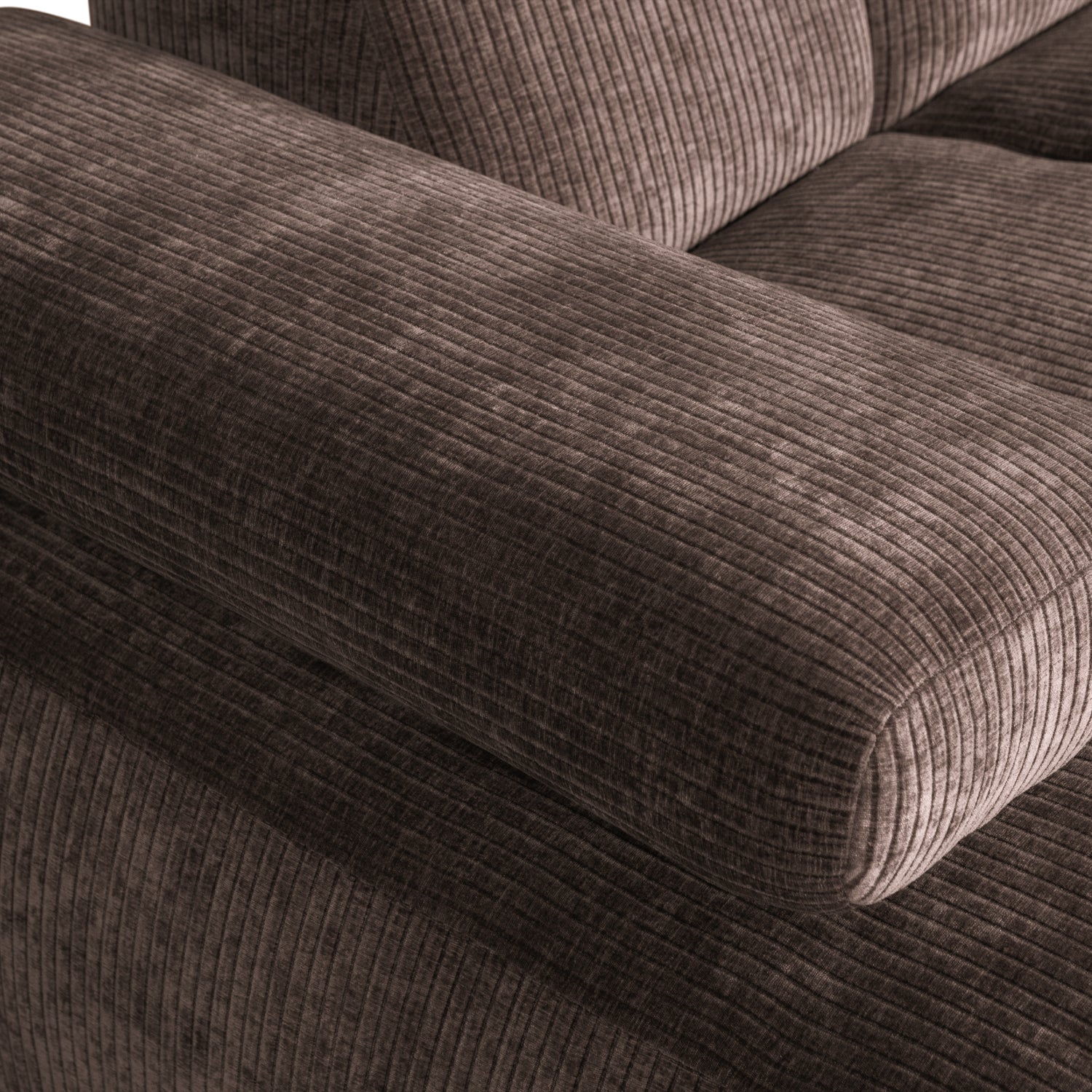 Mojo Chaise Longue Left Woven Rib Fabric Brown