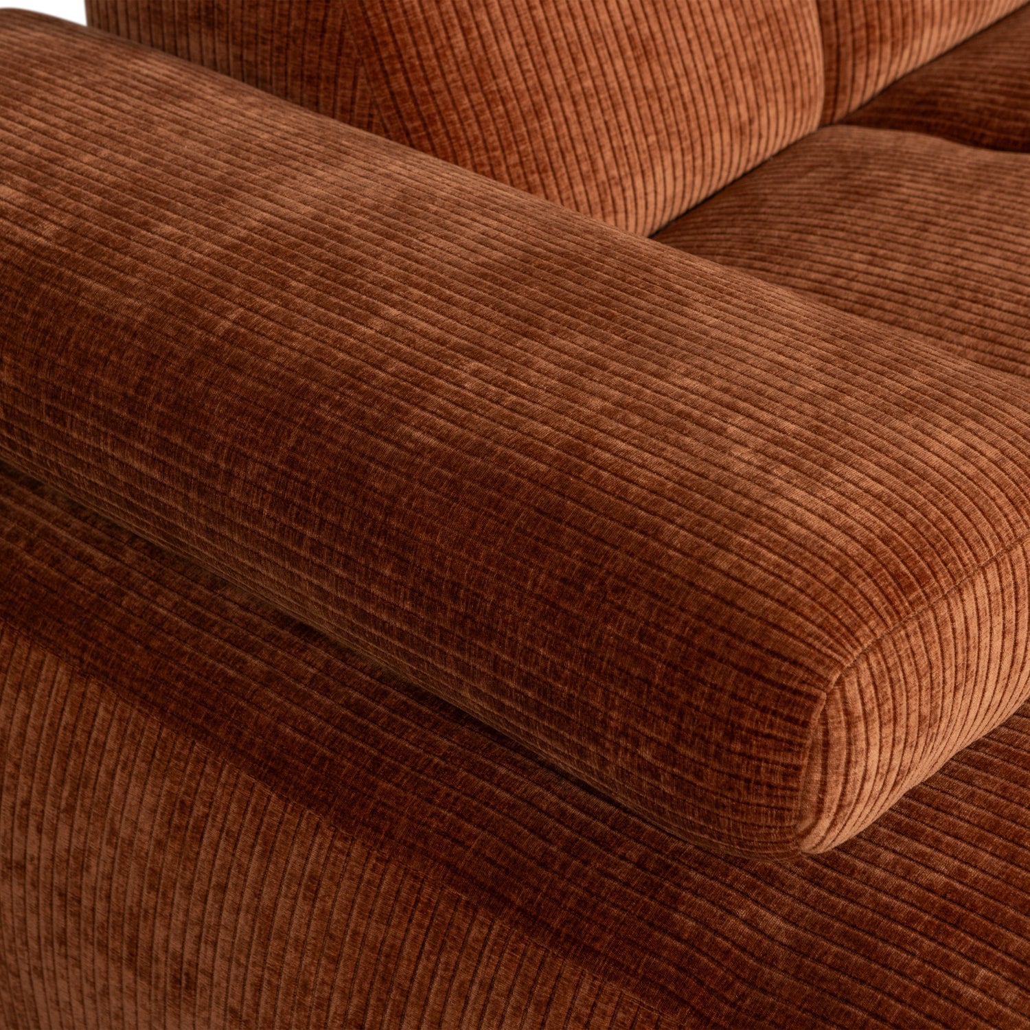 Mojo Chaise Longue Left Woven Rib Fabric Rust Brown