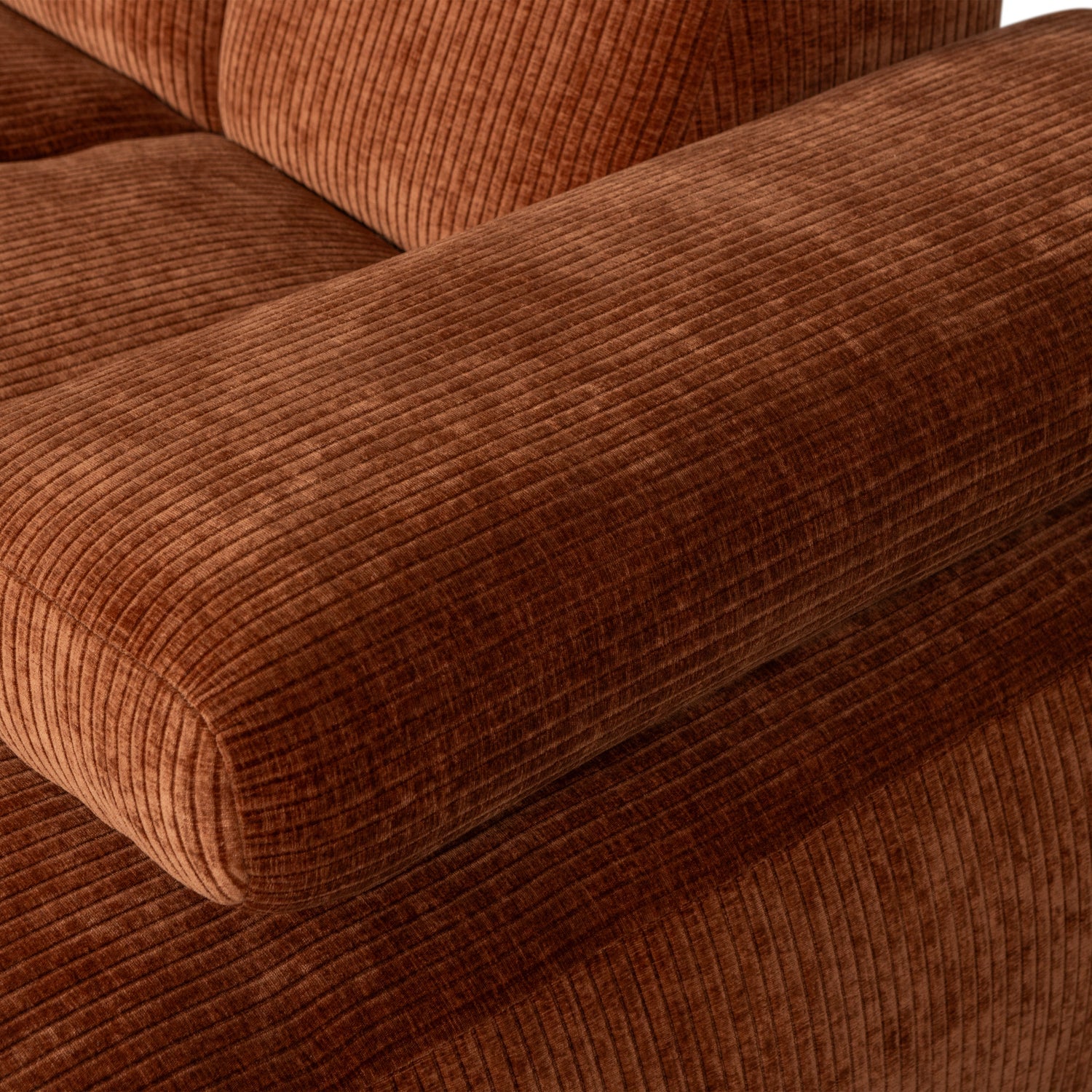 Mojo Chaise Longue Right Woven Rib Fabric Rust Brown
