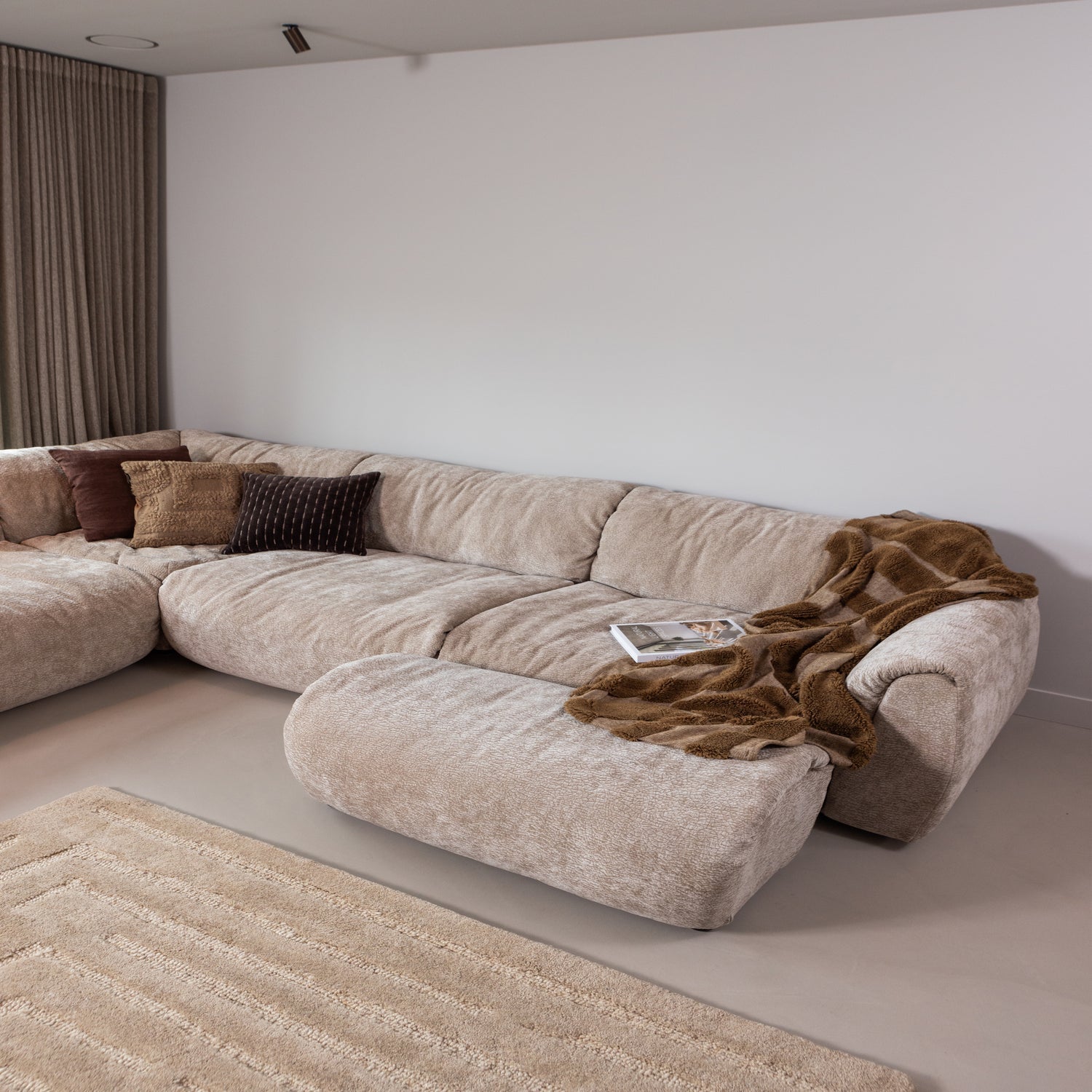 Sofa modułowa BAGGY 3D - element narożny piaskowy
