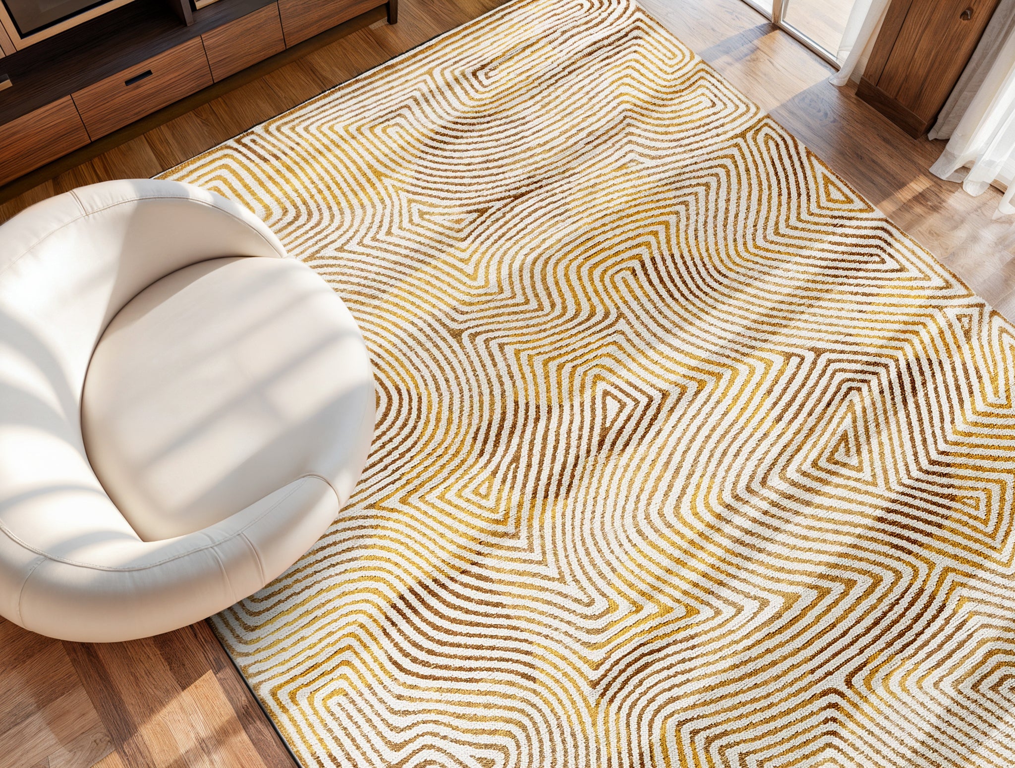 CORAL YELLOW HIPPY rug yellow-beige [Amelia]
