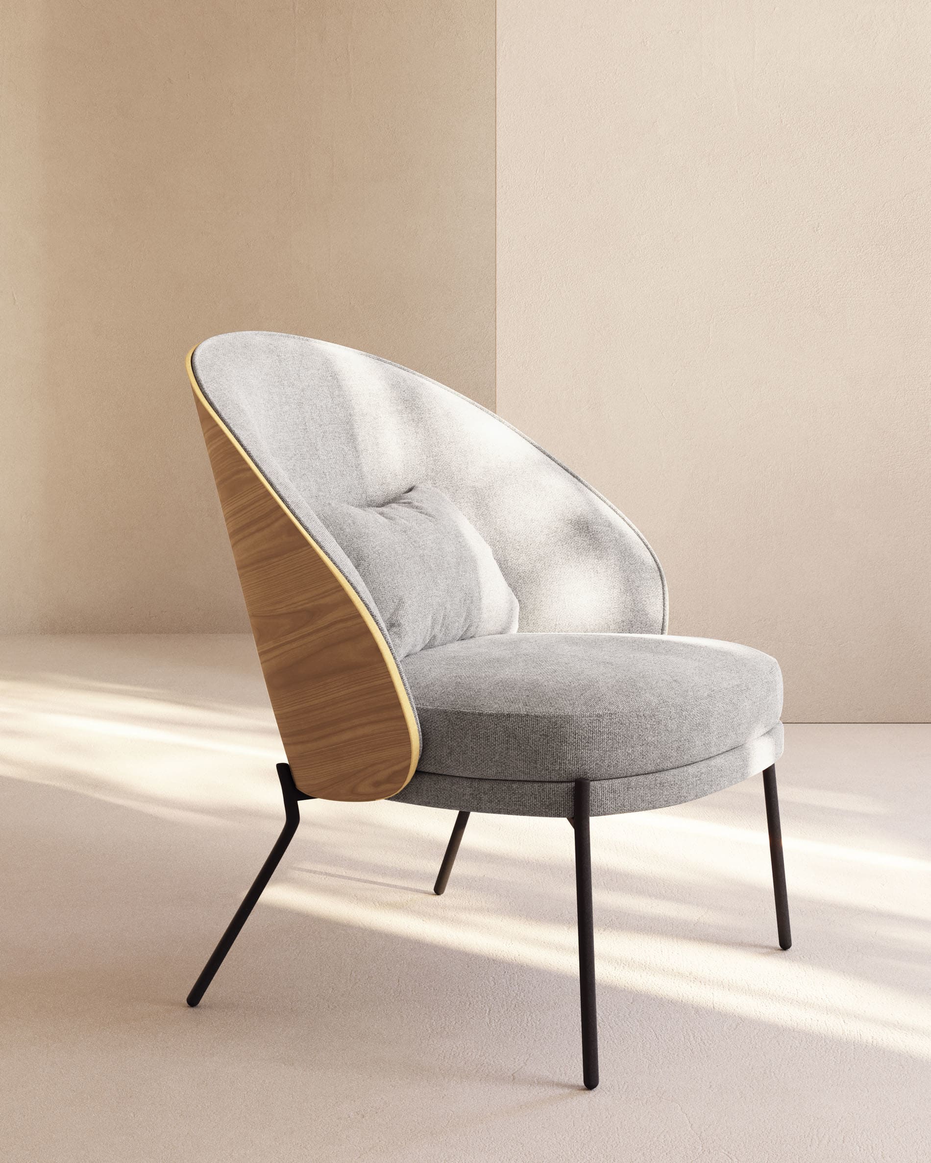 Eama light gray chair with ash finish