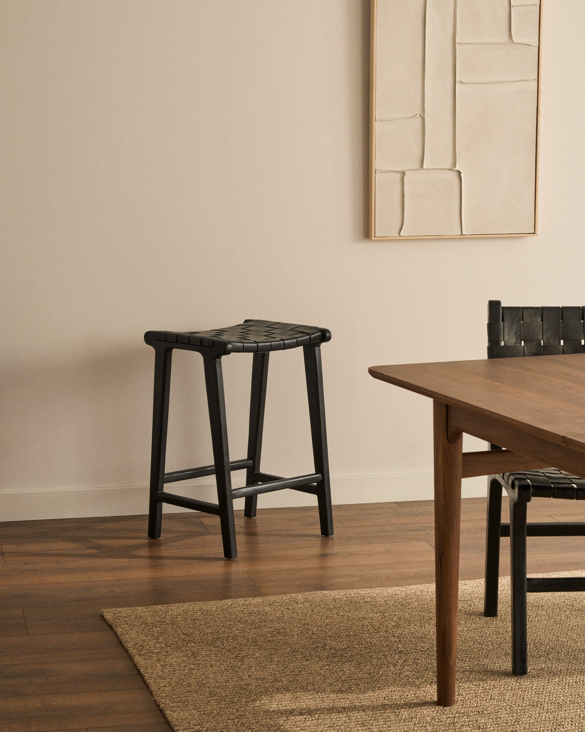 Calixta Black Leather Bar Stool