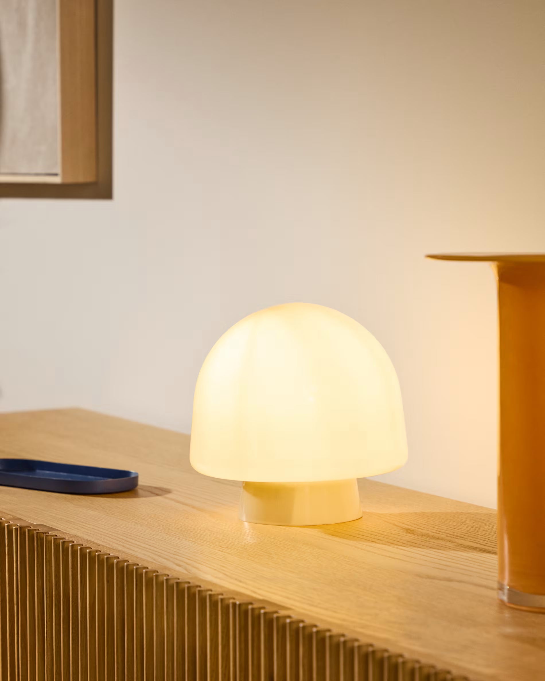 REIG Table Lamp Gray Glass