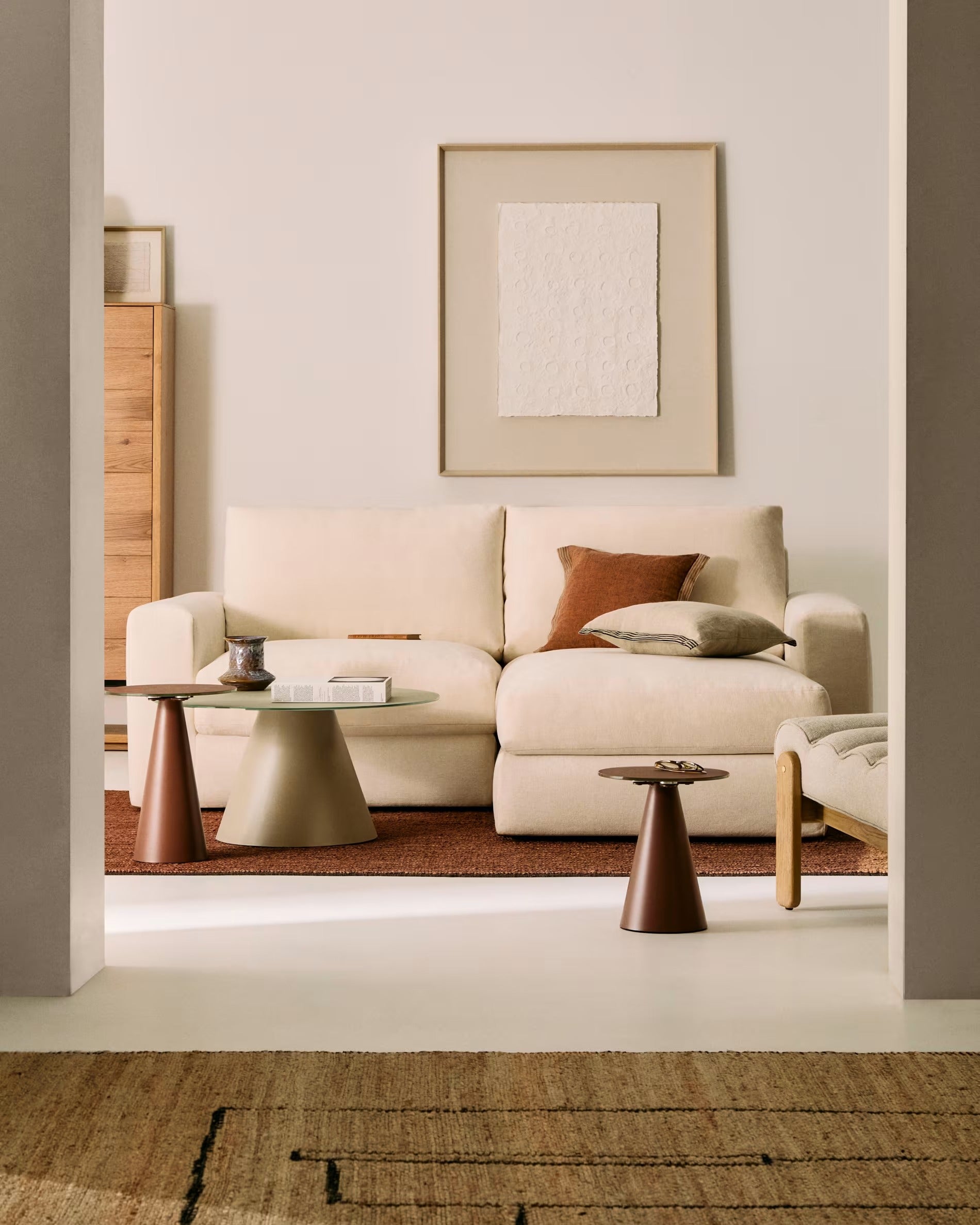 3-Sitzer-Ecksofa rechts ALEA ecru Chenille [Klaudia] [Amelia spr] 