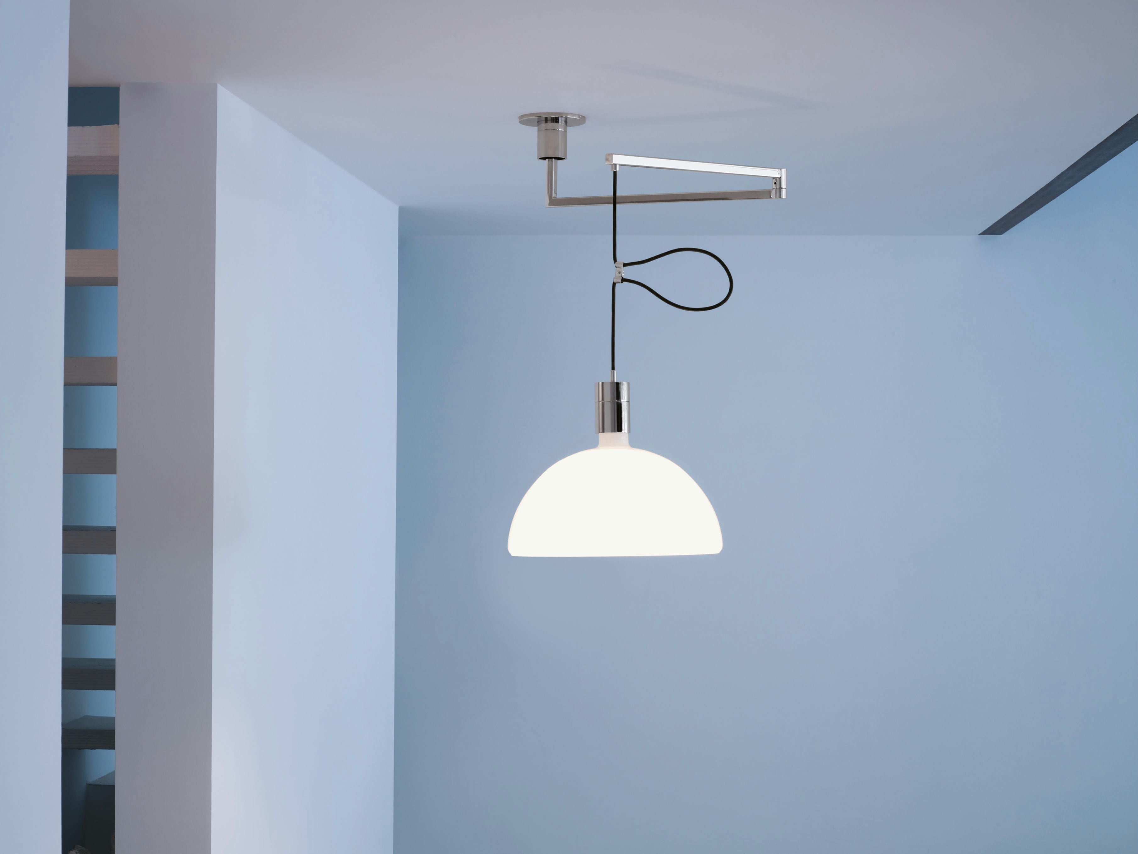 Lampa wisząca AS41C chrom z białym szkłem