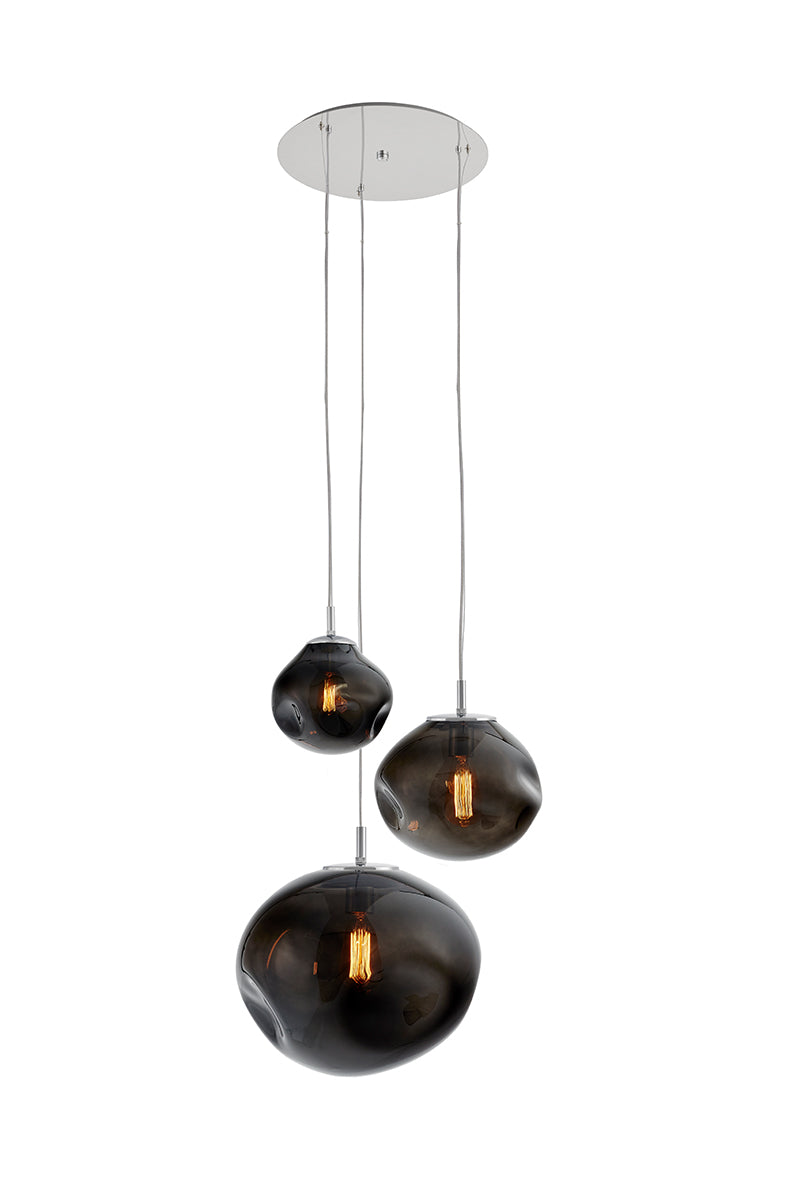 Lampa wisząca trzypunktowa AVIA 3 dymiony czarny ze srebrnym wykończeniem