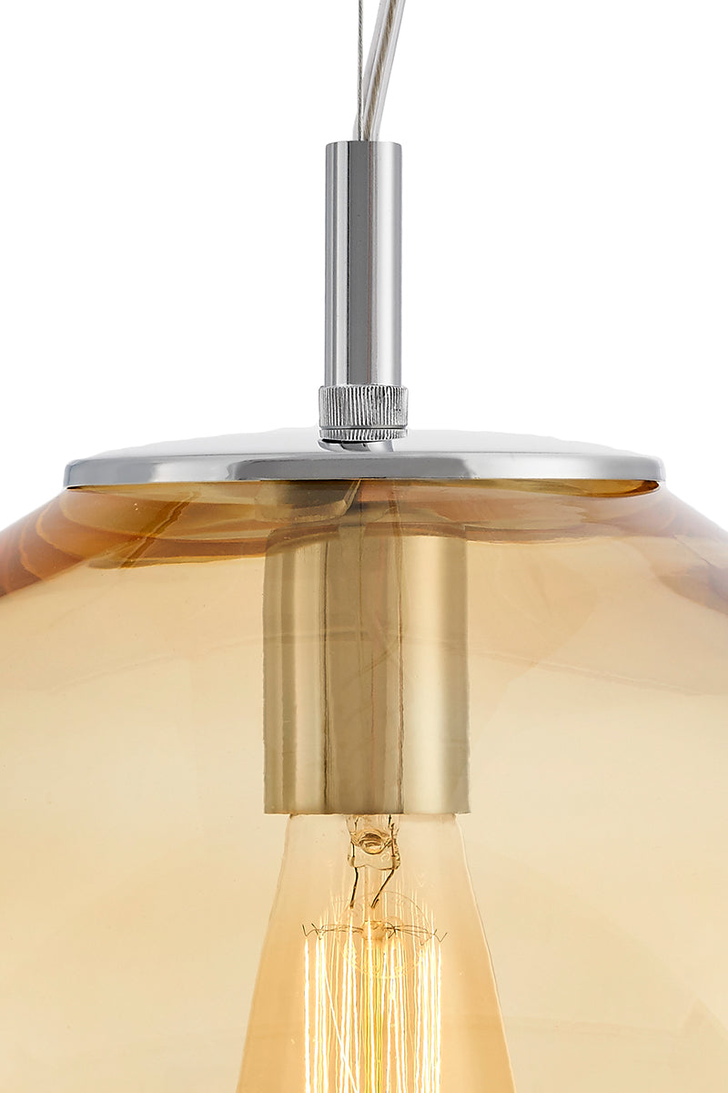 Lampa wisząca AVIA bursztynowy ze srebrnym wykończeniem