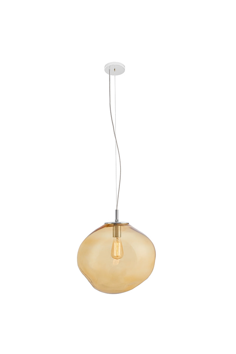 Lampa wisząca AVIA bursztynowy ze srebrnym wykończeniem