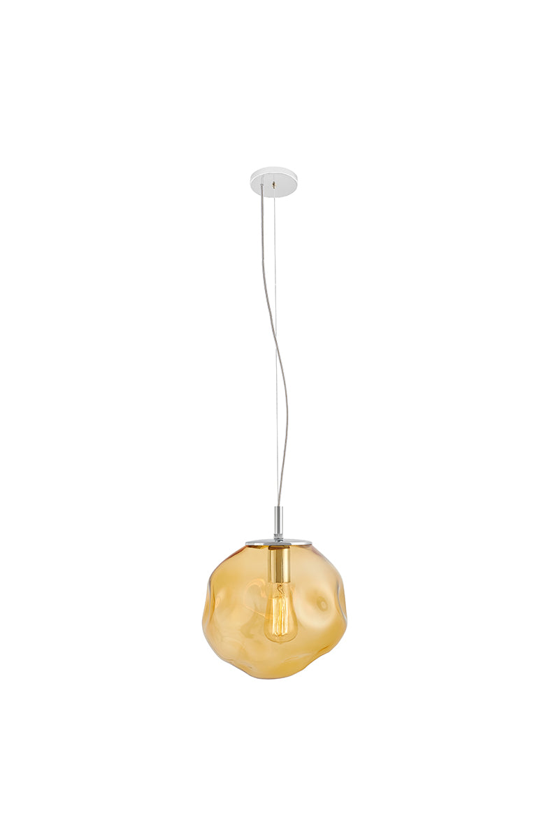 Lampa wisząca AVIA bursztynowy ze srebrnym wykończeniem