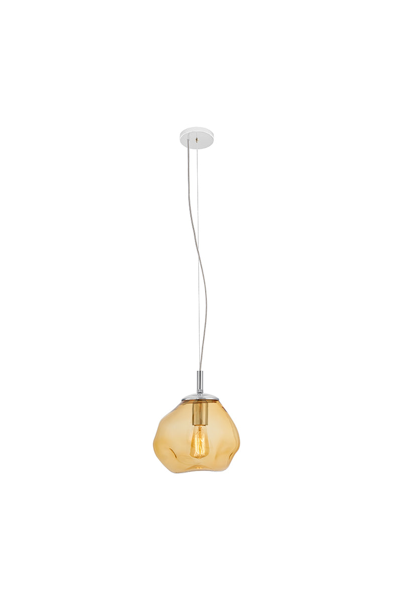Lampa wisząca AVIA bursztynowy ze srebrnym wykończeniem