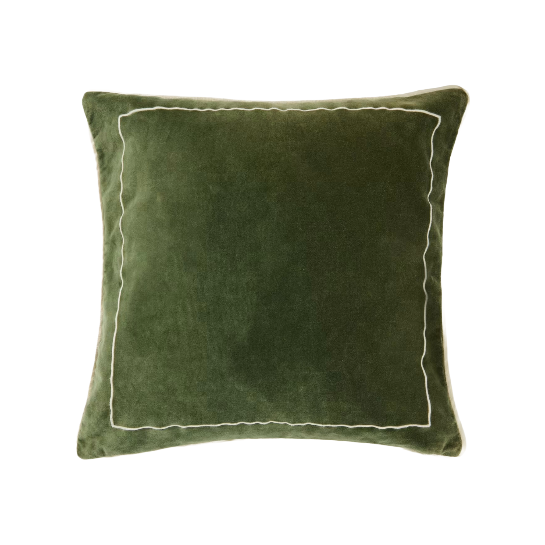 TIVANI cushion cover green with cream piping