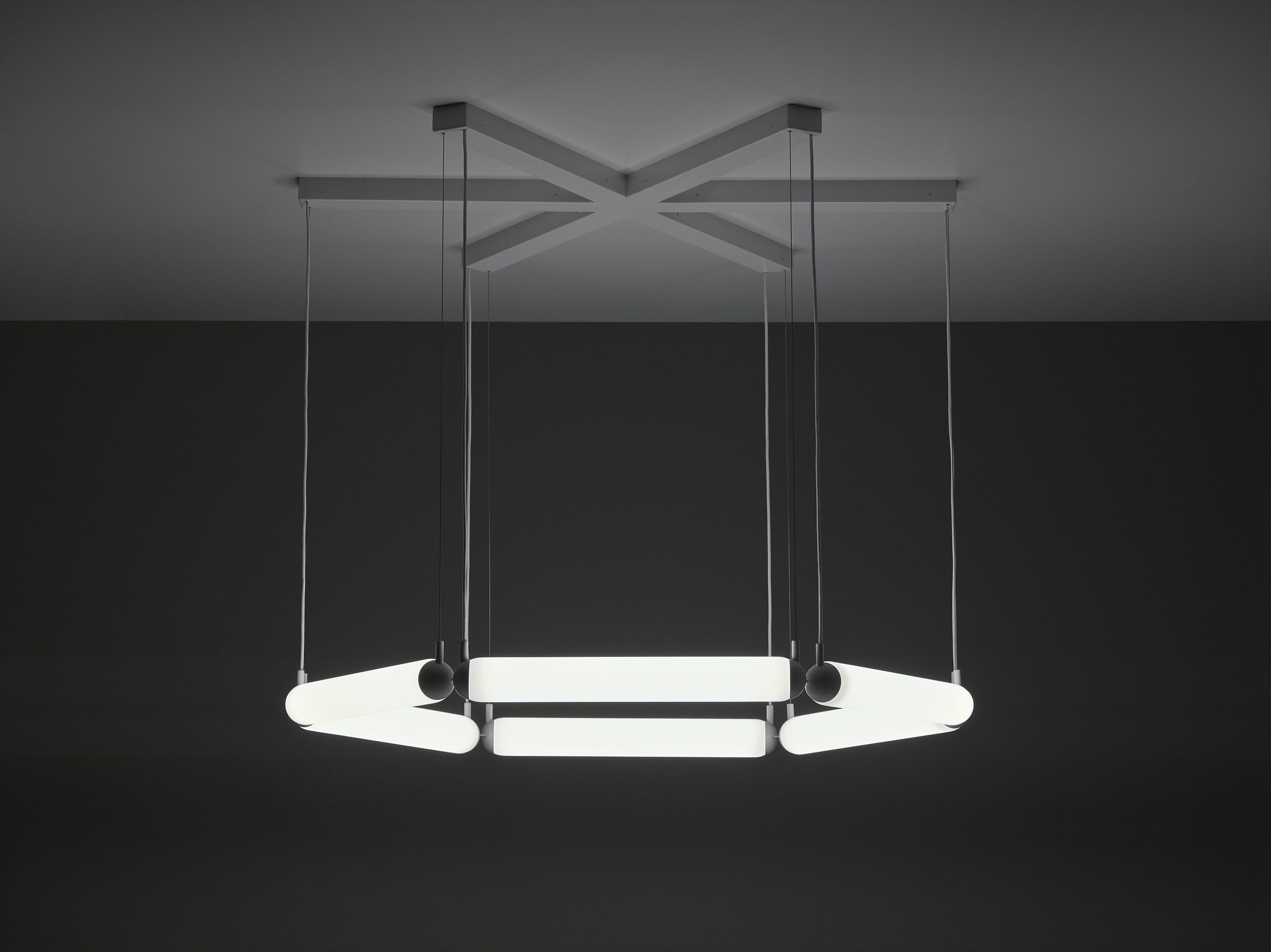 Puro Contour hanging lamp - Hexagon Matte glass