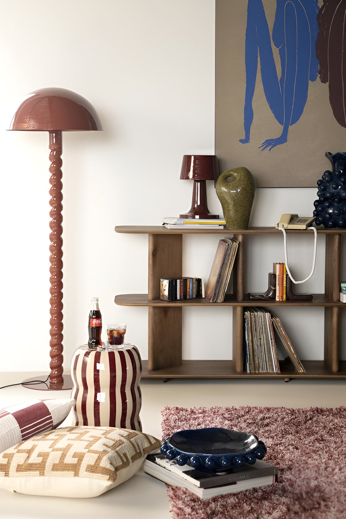 CANDICE Burgundy Side Table with Cream
