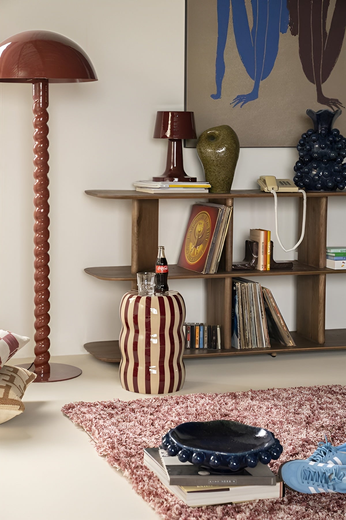 CANDICE Burgundy Side Table with Cream