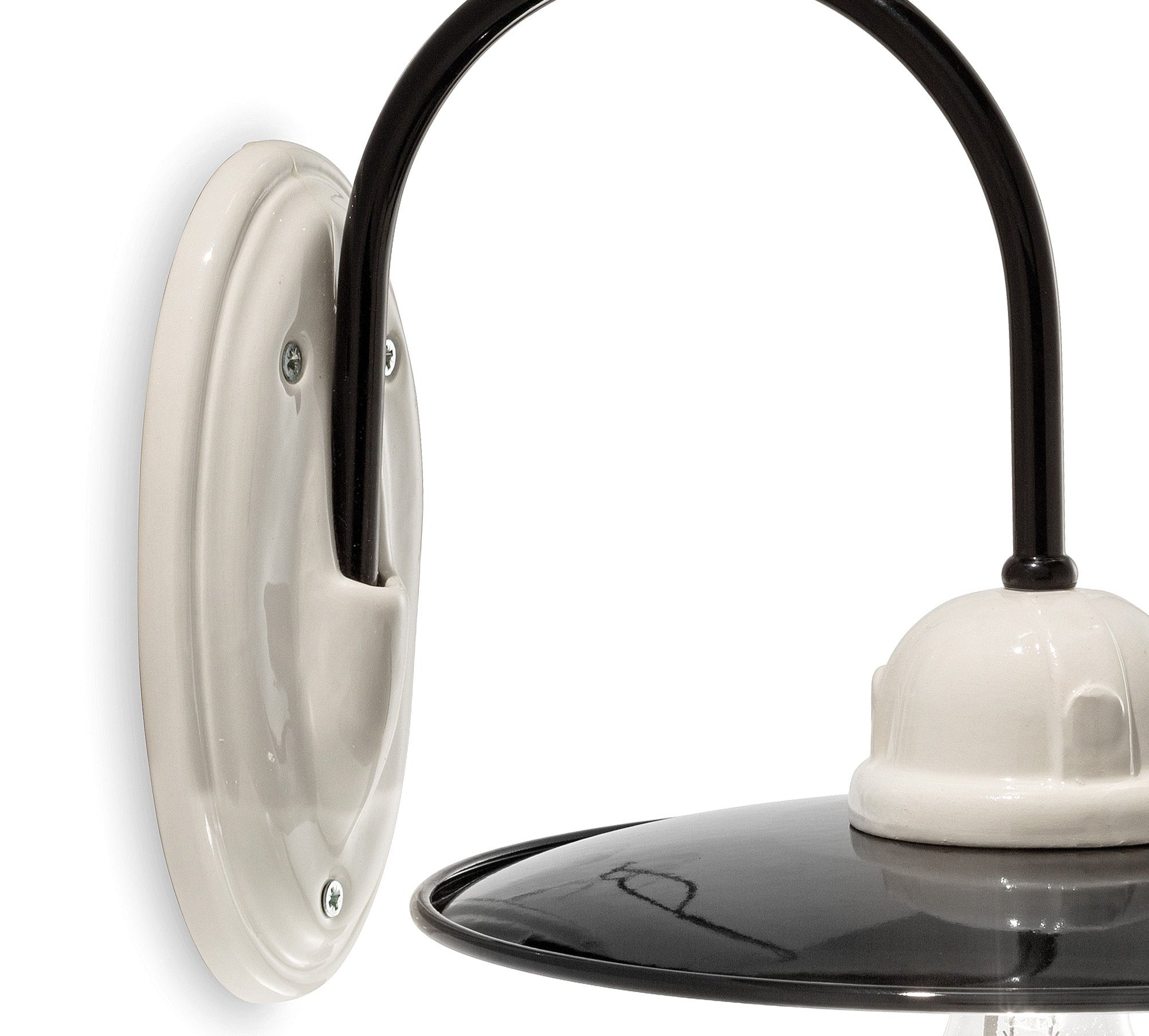 B&amp;W Keramik Wandlampe schwarz-weiß 