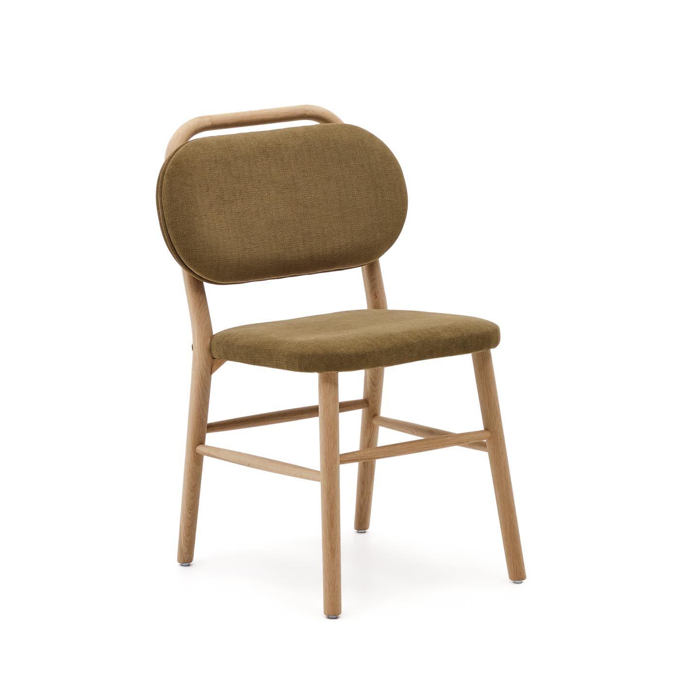 Krzesło HELDA zielony szenil z drewnianą podstawą La Forma    Eye on Design