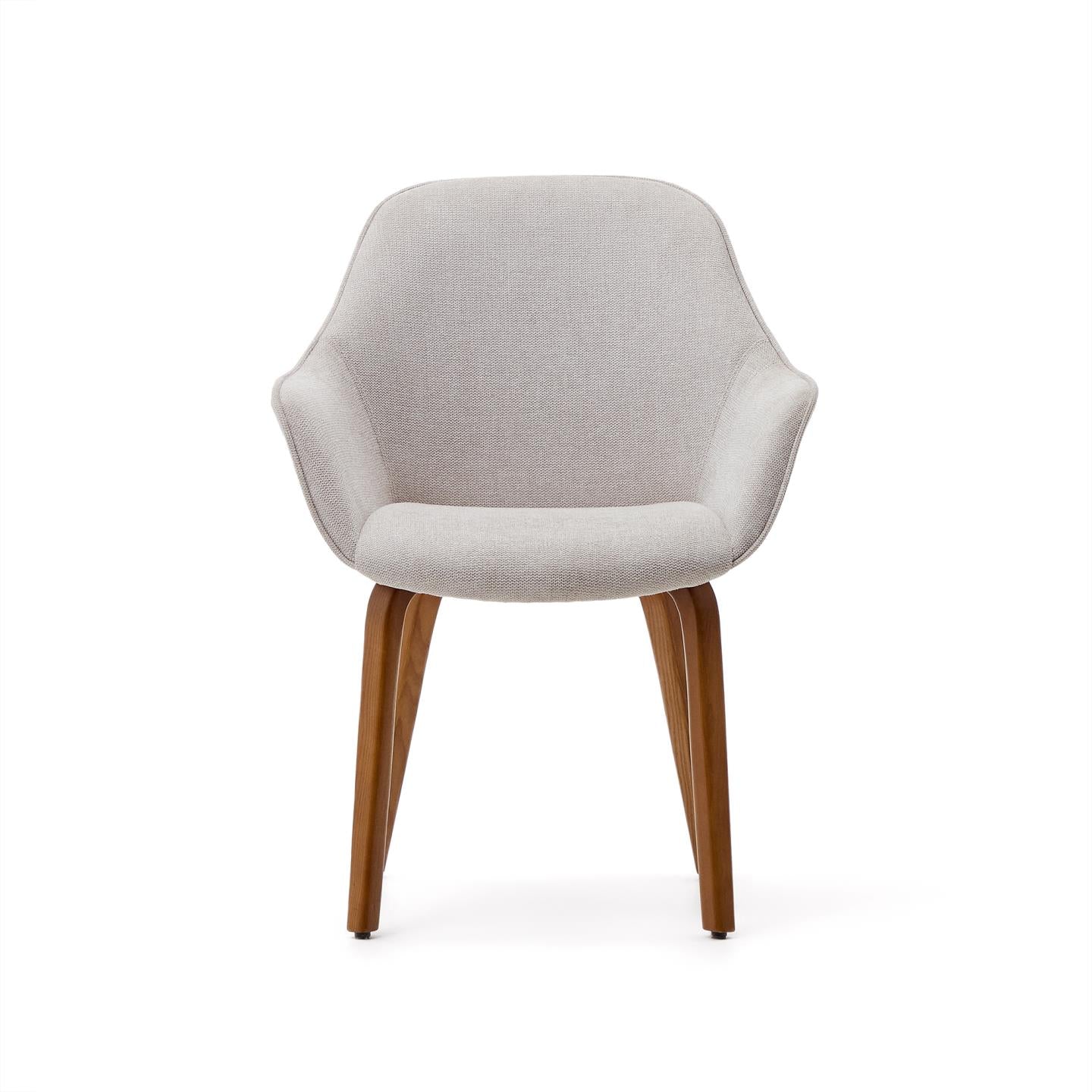 Krzesło ALELI beżowy szenil z orzechową podstawą La Forma    Eye on Design